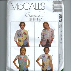 8672 MCC FOLK ART LINED VEST TIED OR NOT PATTERN SM-LG uncut